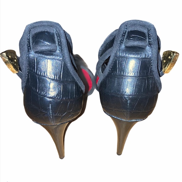 Charles Jourdan Black Ankle Strap Heels - Picture 6 of 9